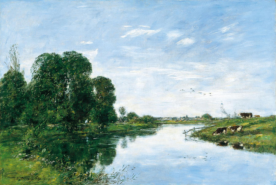 The River Touques at Saint-Arnoult Painting by Eugene Boudin