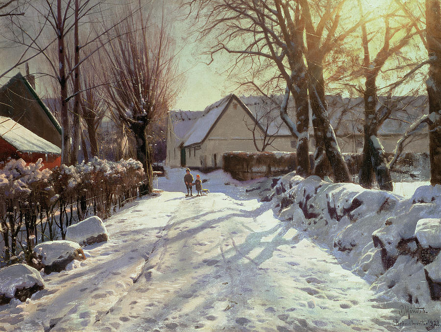 Winter Painting - The Road Home by Peder Monsted