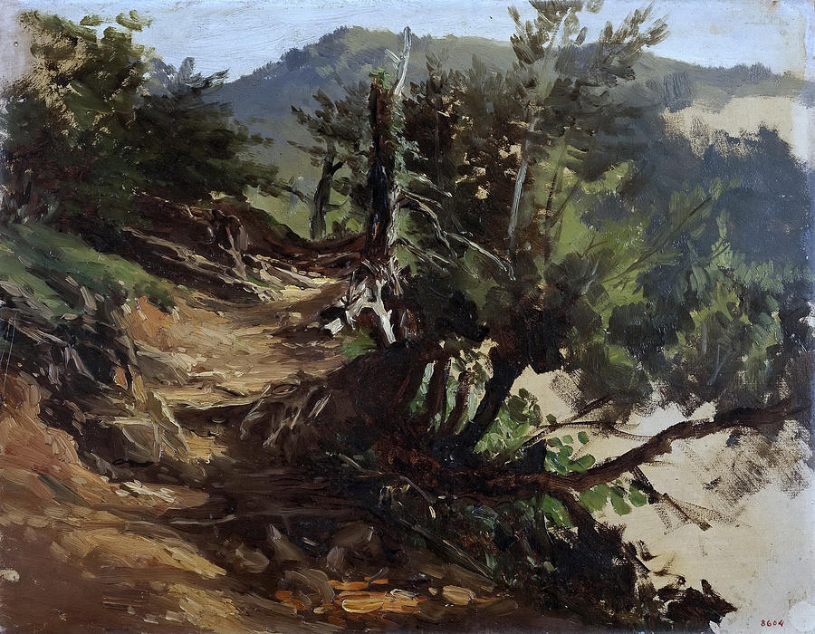 The road in the woods of Asturias Painting by Carlos de Haes