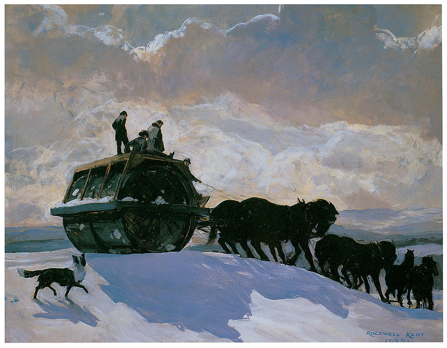 Horse Art on Canvas 1909 Rockwell Kent The Road Roller 