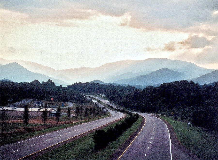 Landscape Digital Art - The Road to the Great Smokey Mountains by Norman Johnson
