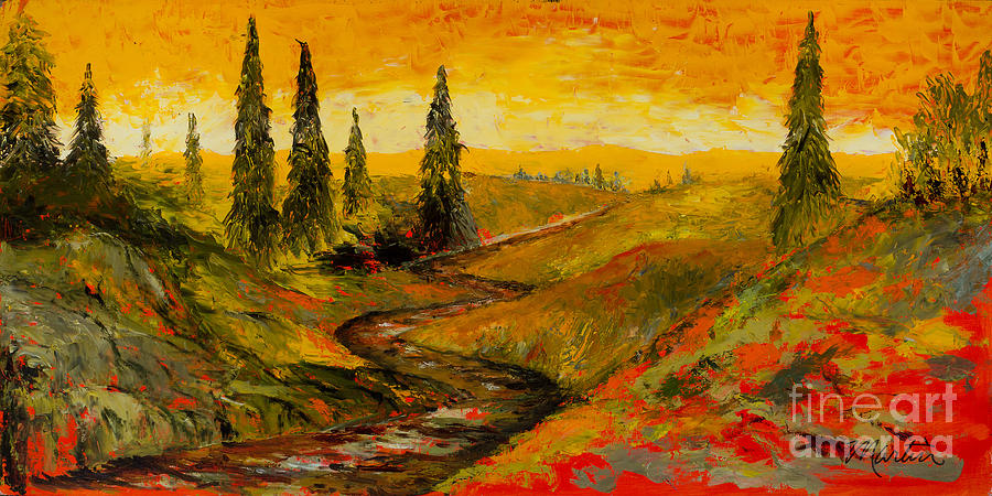 Sunset Painting - The Road to Tuscany by Larry Martin
