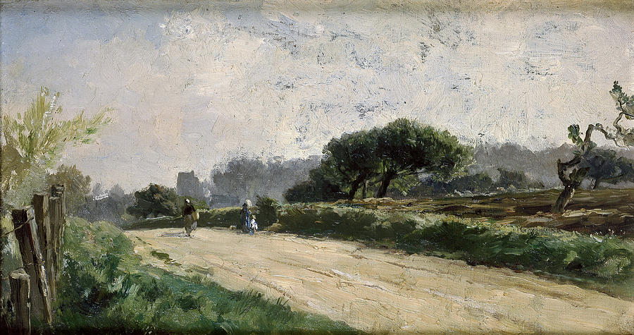 The road to Villerville Painting by Carlos de Haes
