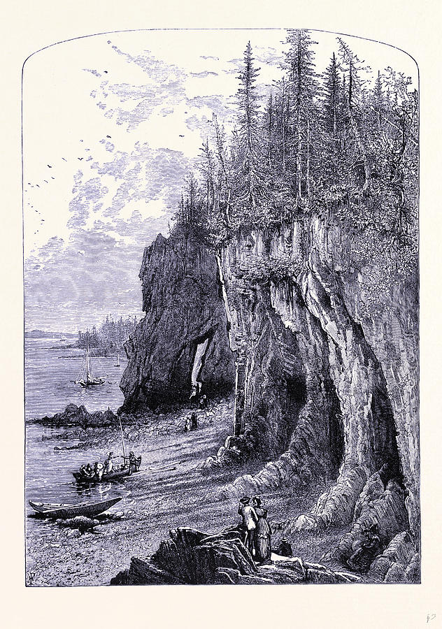 Vintage Drawing - The Rock Near The Ovens Maine United States Of America by American School