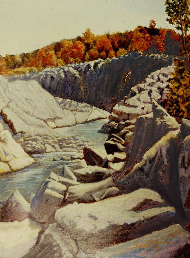The Rocks of Great Falls Painting by David Zimmerman