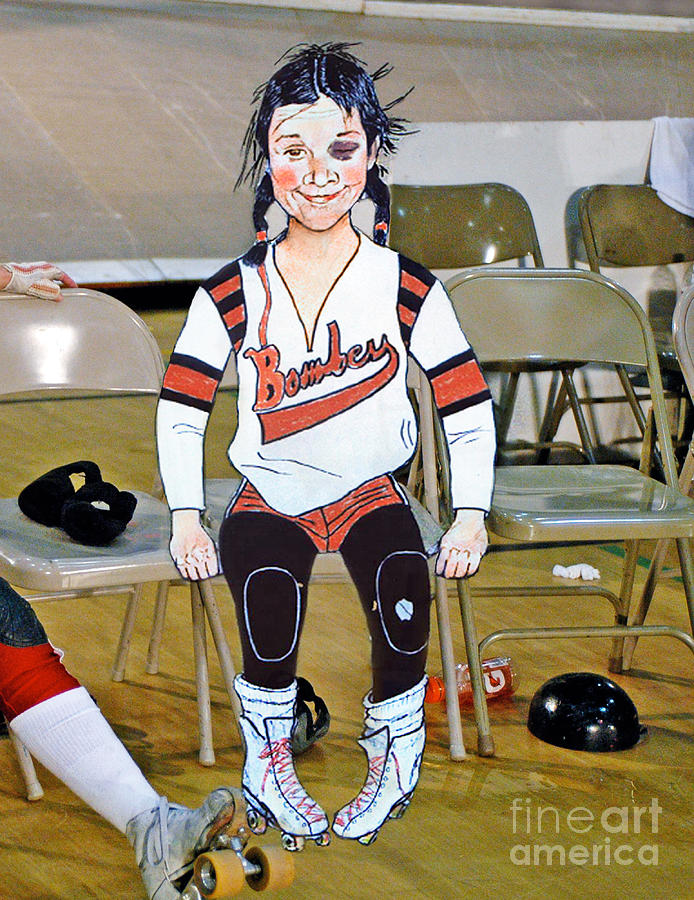 Jim Fitzpatrick Digital Art - The Roller Derby Girl with a Black Eye by Jim Fitzpatrick