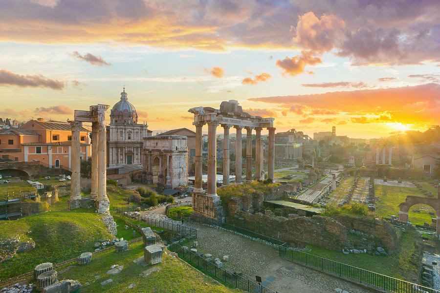 The Roman Forum at sunrise, Rome, Italy Photograph by Mammuth