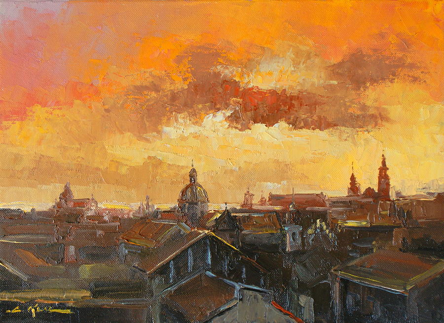 The Roofs of Krakow- Poland Painting by Luke Karcz