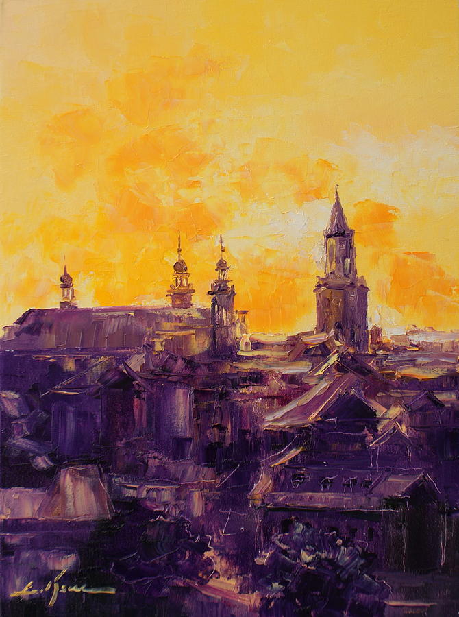 The Roofs of Lublin Painting by Luke Karcz