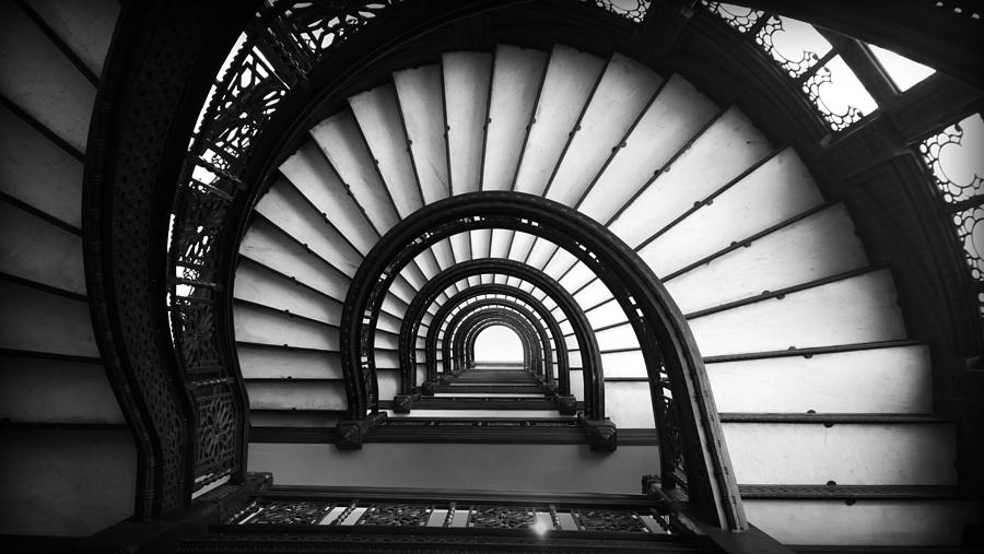 The Rookery Staircase in Black and White Photograph by Kelly Hazel