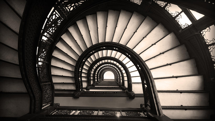The Rookery Staircase in Sepia Tone Photograph by Kelly Hazel
