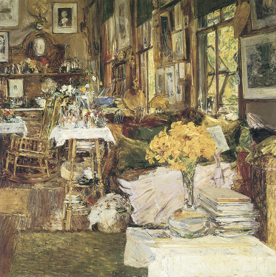 Childe Hassam Painting - The Room of Flowers by Childe Hassam