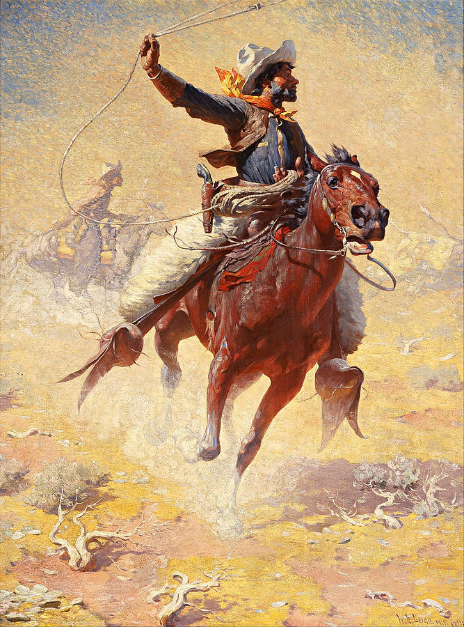 The Roping Painting by William Robinson Leigh