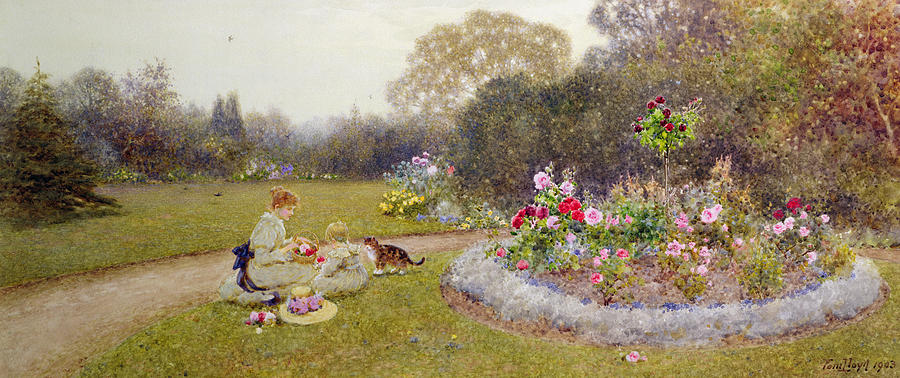 Garden Painting - The Rose Garden by Thomas James Lloyd