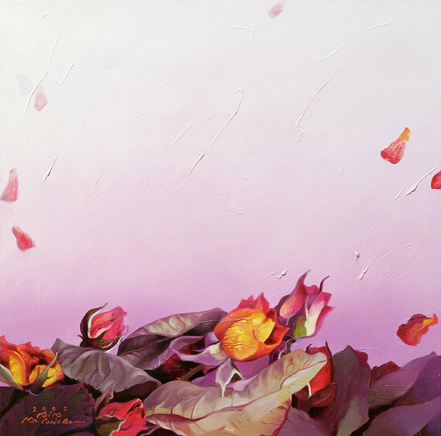 Flower Photograph - The Roses, 2002 Oil On Canvas by Myung-Bo Sim