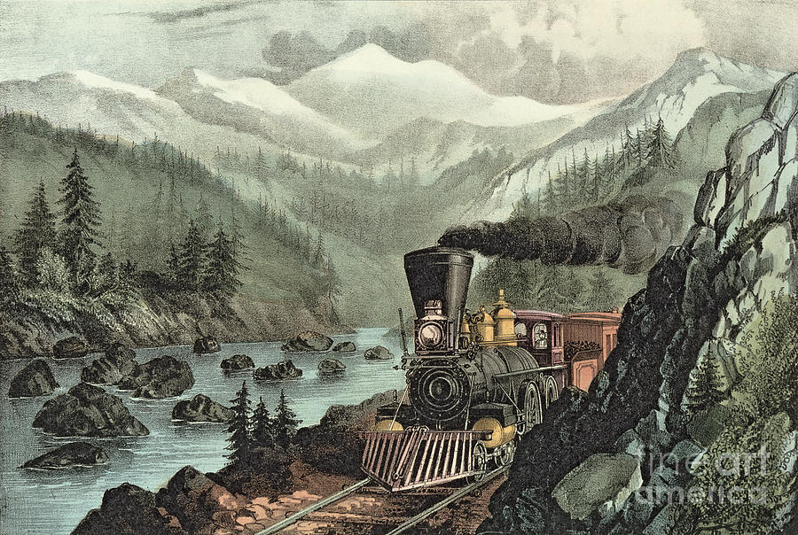 The Route to California Painting by Currier and Ives