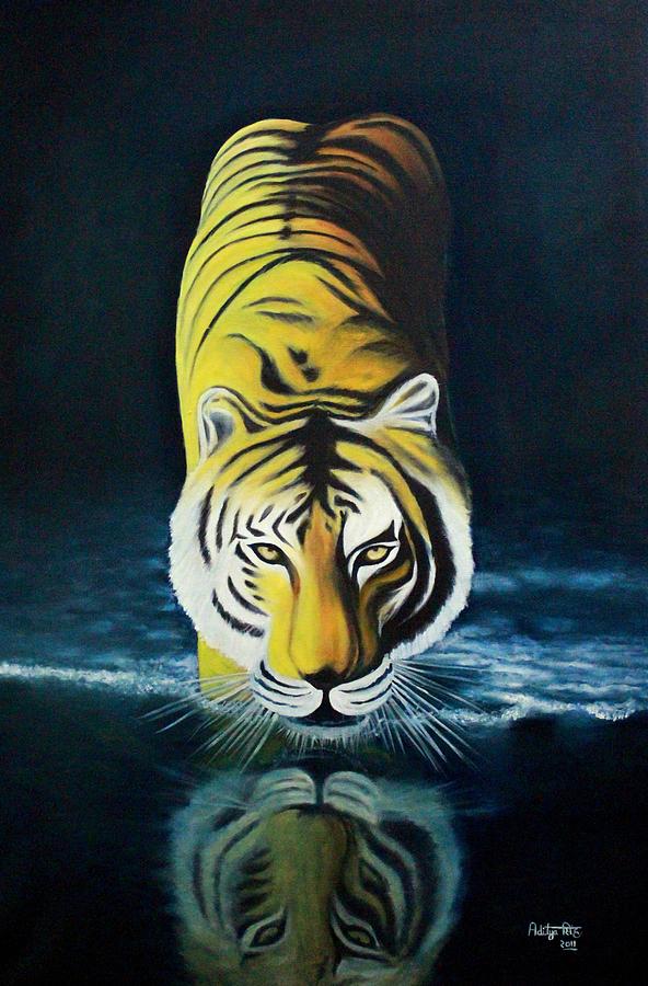 Wildlife Painting - The Royal Bengal Tiger by Aditya Singh