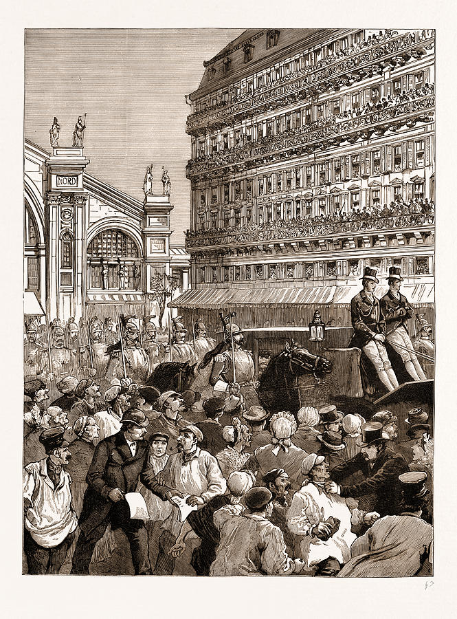 Paris Drawing - The Royal Carriage Leaving The Gare Du Nord The Mob Hooting by Litz Collection