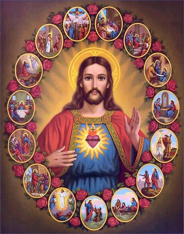 Easter Painting - The Sacred Heart of Jesus Christ  by Krystal M