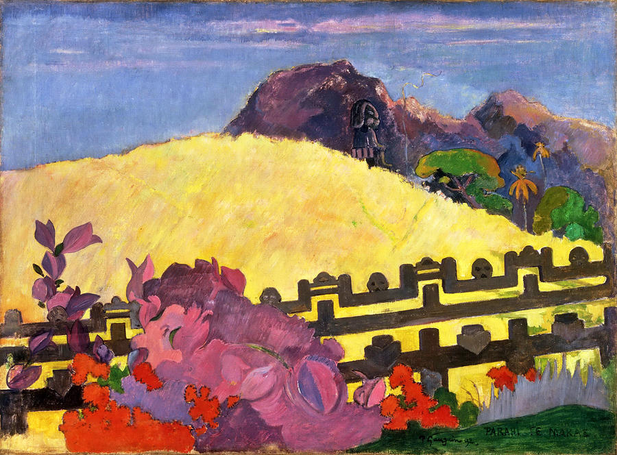 The Sacred Mountain. Parahi Te Marae Painting by Paul Gauguin