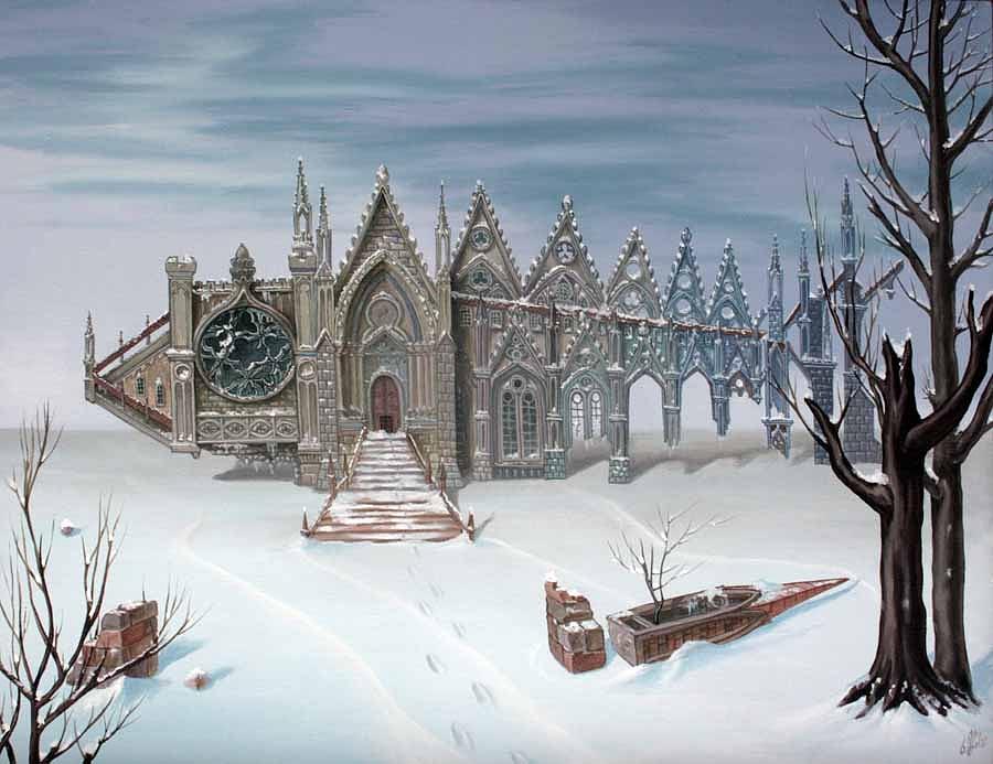 The sad winter tale . or  Gothic fish Painting by Victor Molev