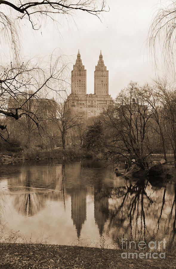 Tiger Woods Photograph - The San Remo Building Reflectec On The Lake In Central Park Vintage Look by RicardMN Photography
