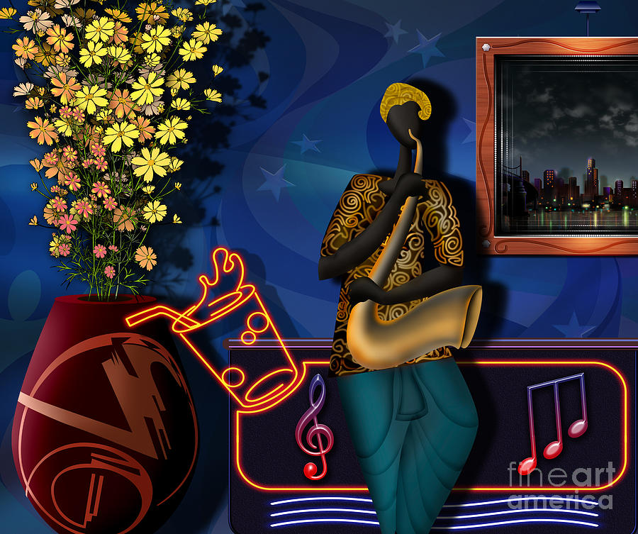 Music Digital Art - The Saxophone Player by Peter Awax