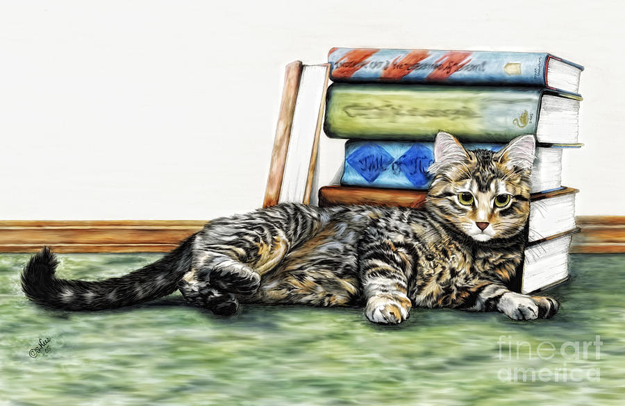 The Scholar Main Coon Kitten Painting by Shari Nees
