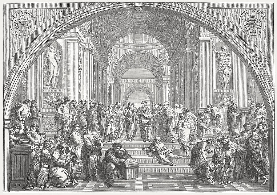 The School of Athens (Vatican) by Raffael, published in 1873 Drawing by Zu_09