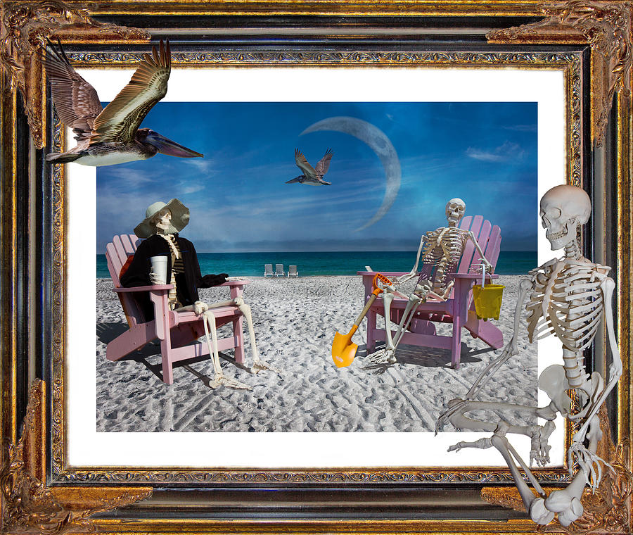 Skeleton Digital Art - The Scientists Vacation by Betsy Knapp
