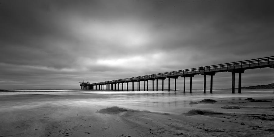 The Scripps Pier - Black and White Photograph by Peter Tellone