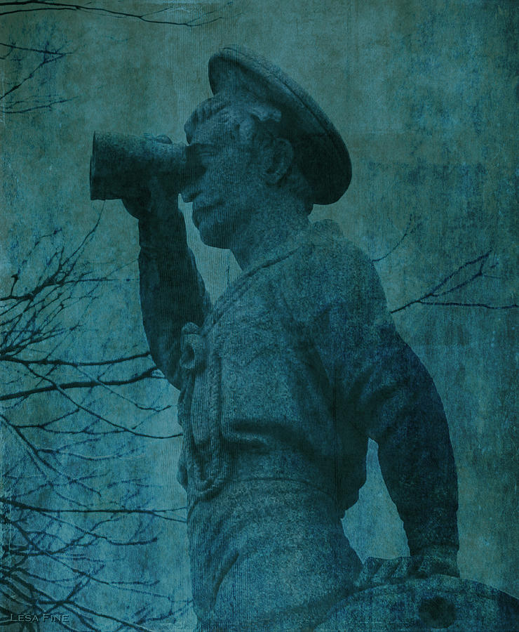 The Seaman in Teal  Mixed Media by Lesa Fine