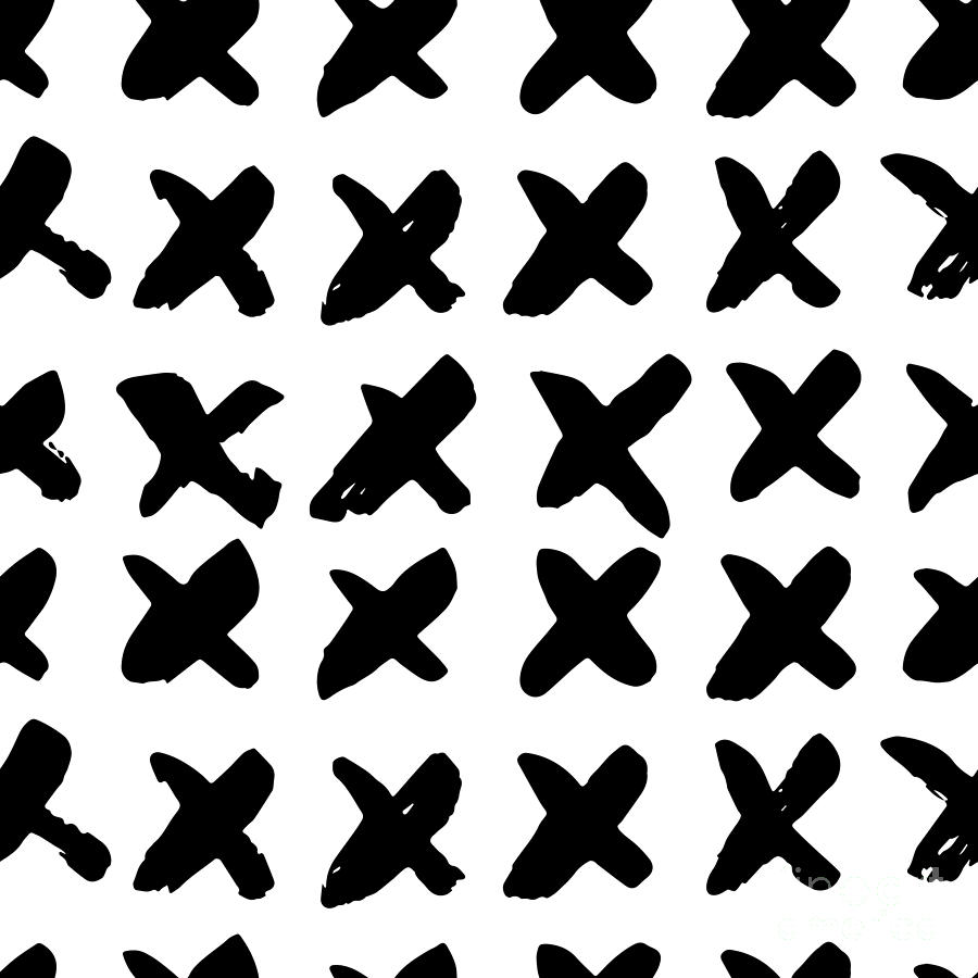 Gouache Digital Art - The Seamless Black And White Pattern by Wildfloweret