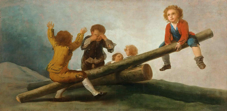 The Seesaw Painting by Francisco Jose de Goya y Lucientes
