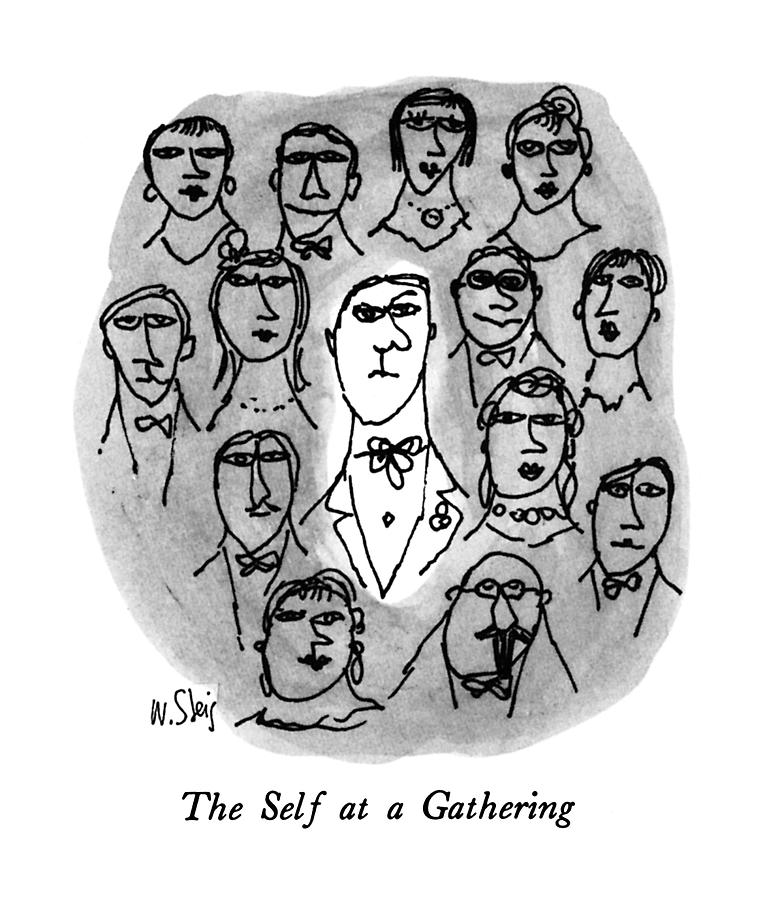 The Self At A Gathering Drawing by William Steig
