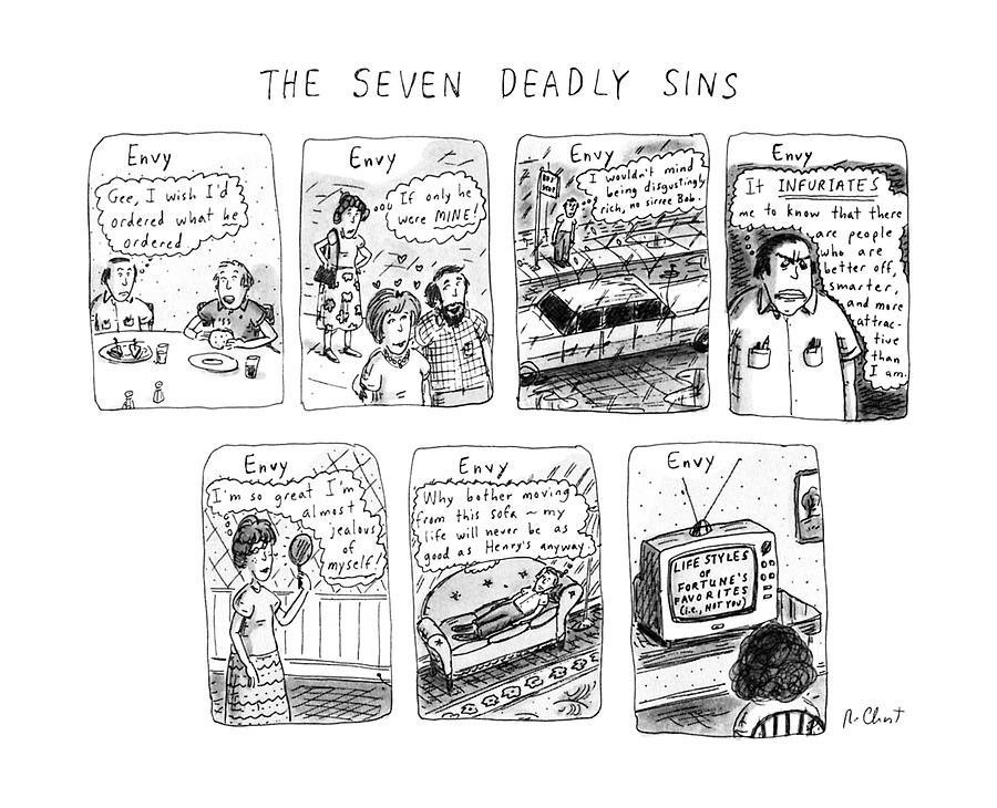 The Seven Deadly Sins Drawing by Roz Chast The Seven Deadly Sins Drawing by Roz Chast