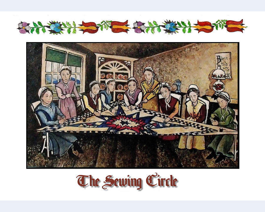 Amish Painting - The Sewing Circle by Joan Shaver