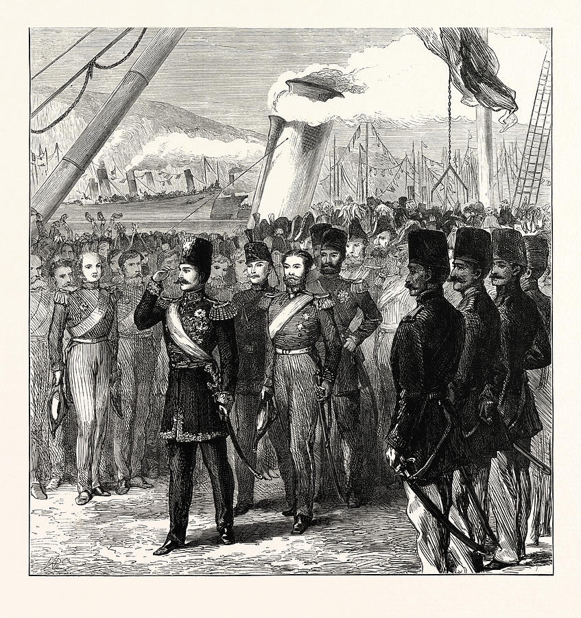 Vintage Drawing - The Shah Landing At Dover, Uk by English School