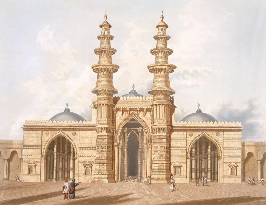 Architecture Drawing - The Shaking Minarets Of Ahmedabad by Captain Robert M Grindlay