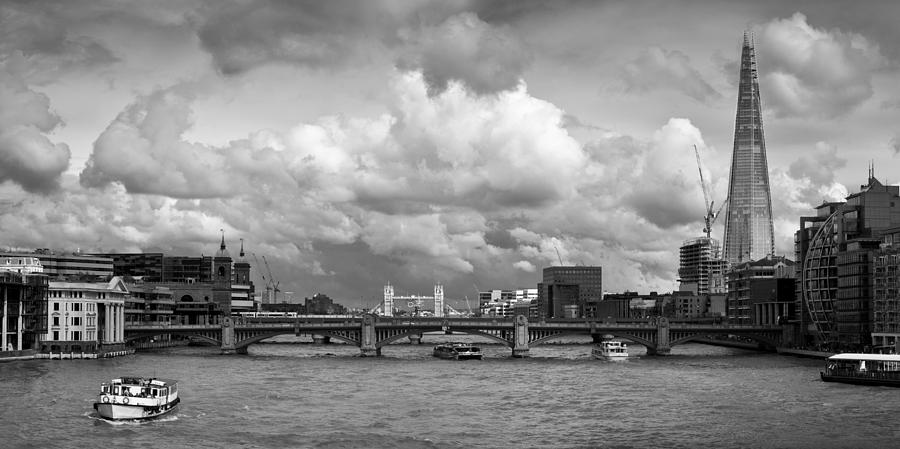 The Shard and Thames view black and white version Photograph by Gary Eason