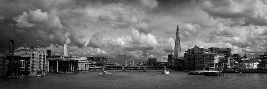London Photograph - The Shard and the Thames at Southwark black and white version by Gary Eason