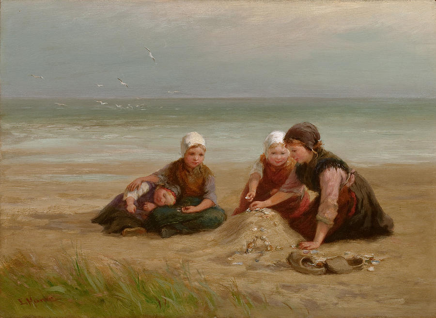 Shell Painting - The Shell-gatherers by Edith Hume