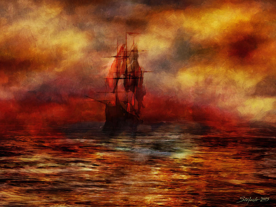 Sunset Painting - The Ship with Scarlet Sails by Stefano Popovski