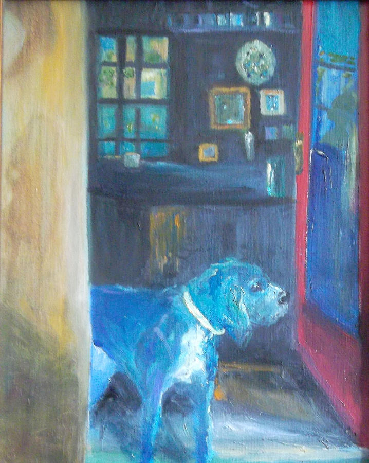 The Shopkeepers Dog Painting by Susan  Esbensen
