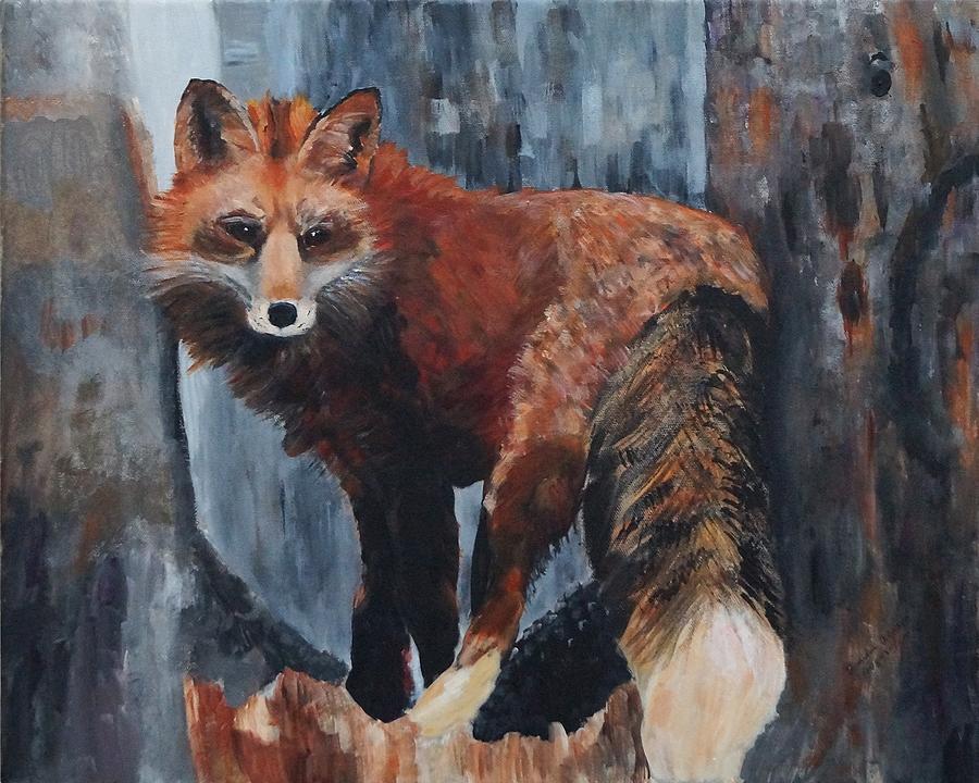 Nature Painting - the Shy Fox by Frankie Picasso