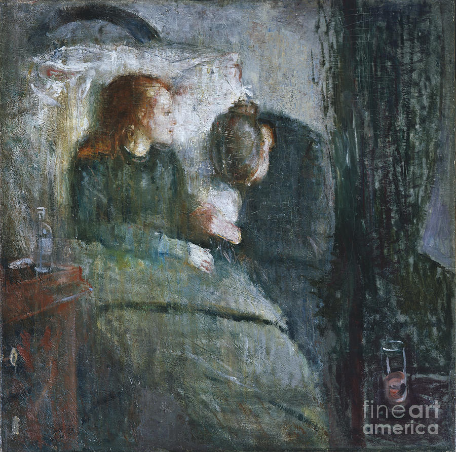 The sick child Painting by Edvard Munch