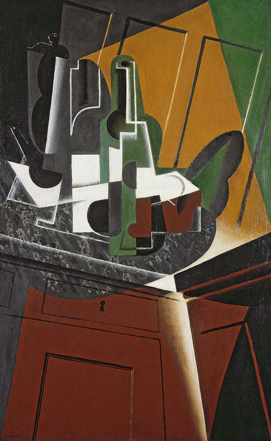 Abstract Photograph - The Sideboard, 1917 Oil On Plywood by Juan Gris