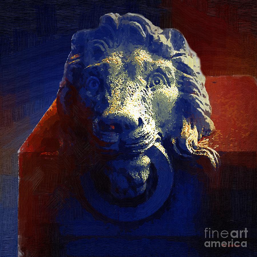 Lion Painting - The Silence of Stone by RC DeWinter