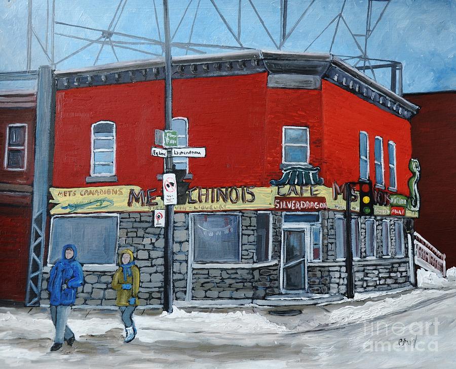 City Scene Painting - The Silver Dragon Restaurant by Reb Frost