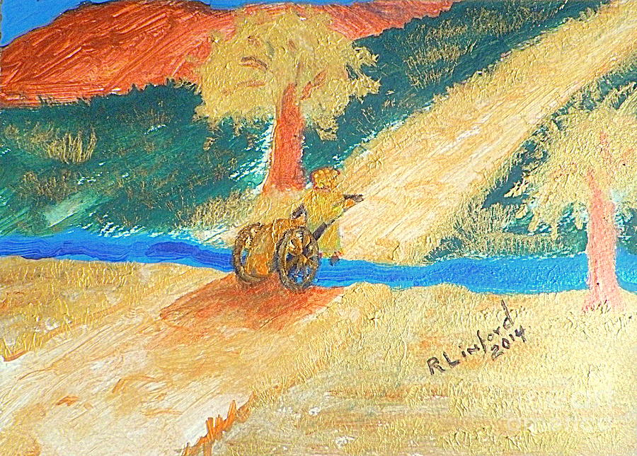 Single Womans Gold Handcart 1 Painting by Richard W Linford
